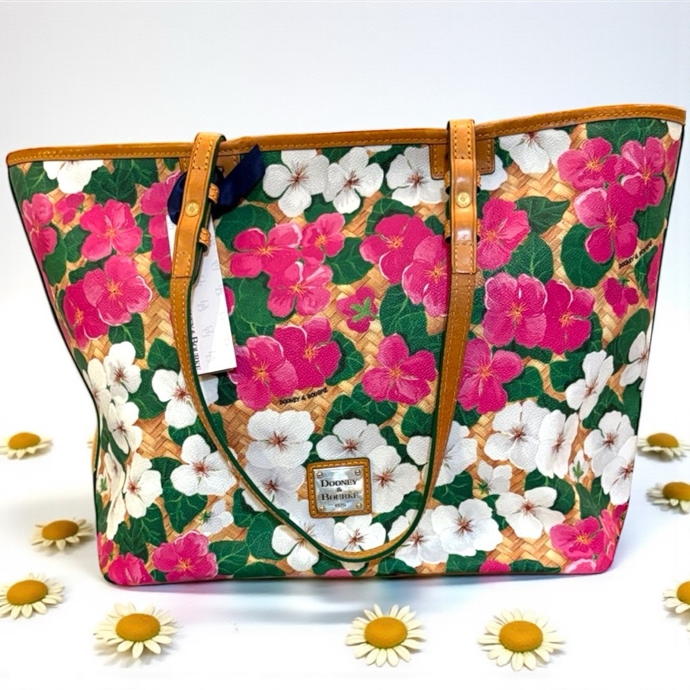 Dooney & Bourke Floral Tote - Pink, Green, and White